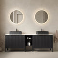 72' Bathroom Vanity with Sink, Modern Bathroom Vanities W/4 Soft-Closing Doors, Freestanding Bathroom Cabinet with Ceramic Basin and Carrara White Sintered Stone Counter Top-Colmar, Black