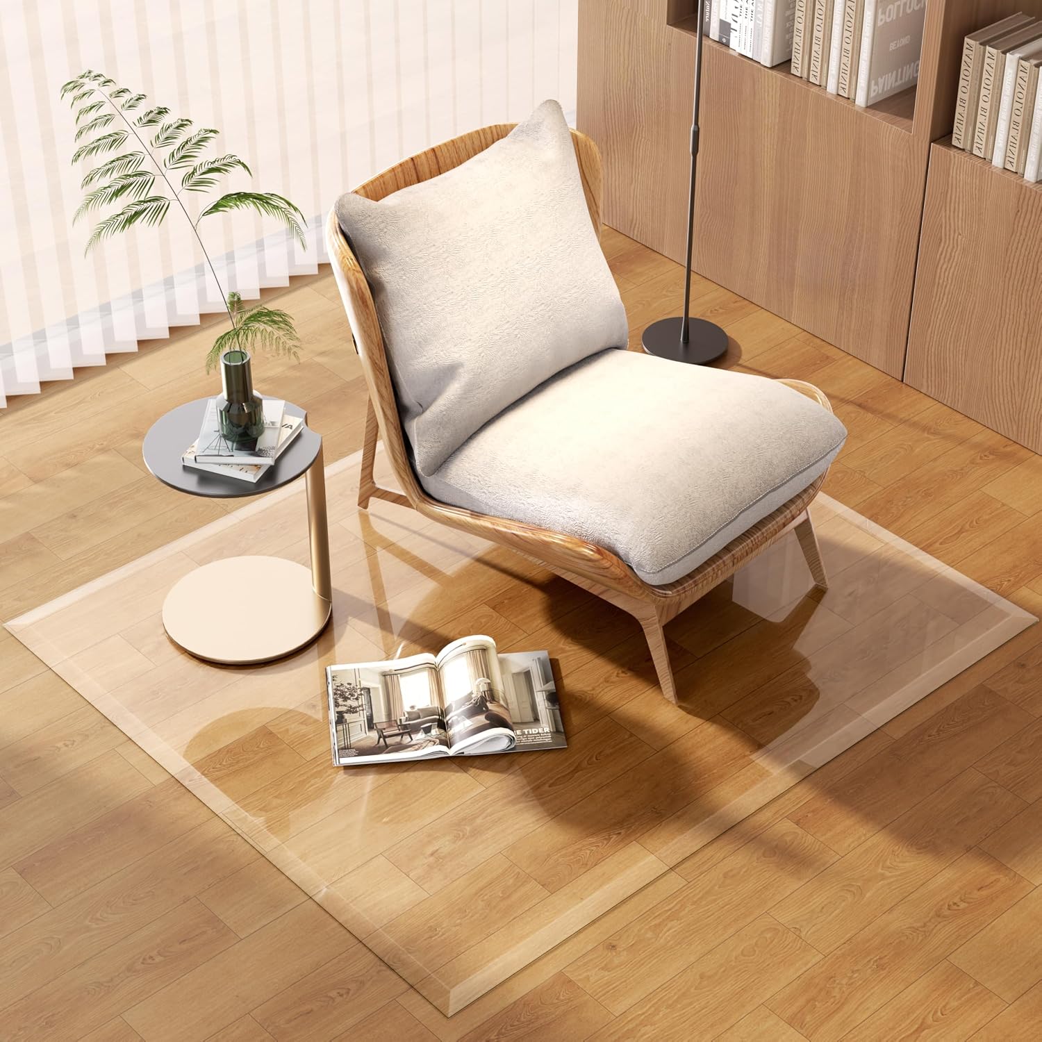 [Tempered Glass] 50' x 44' Beveled Edge Glass Chair Mat with Polished Edge Clear Office Chair Mat, Glides Smoothly, Suitable for Carpet or Hardwood Floors
