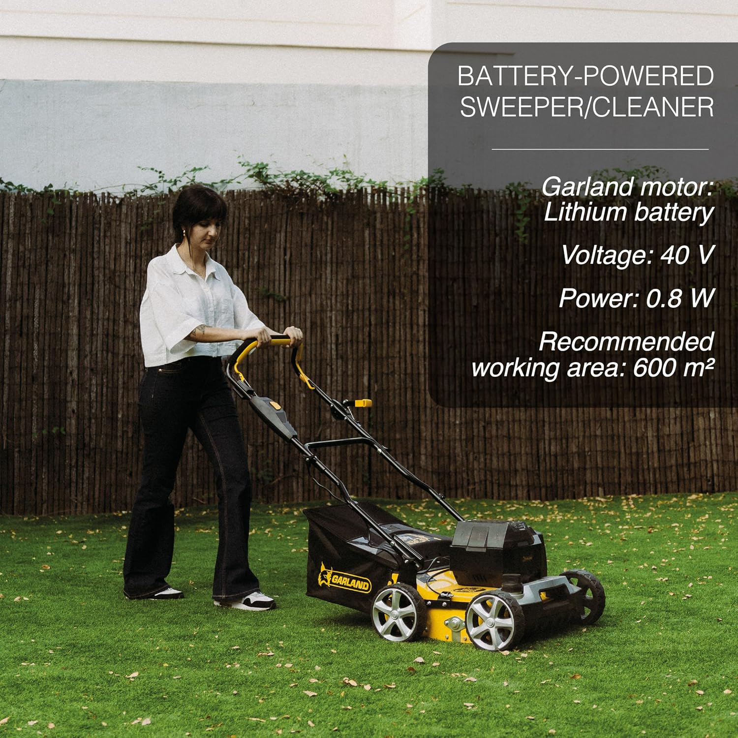 Artificial Turf Sweeper by Roll & Comb, Cordless Brush Machine for Synthetic Grass, 40V 1,200W Motor, 45L Bag, Incl. 4Ah Battery + Fast Charger, Model 602WUS-V25, 63.9lb