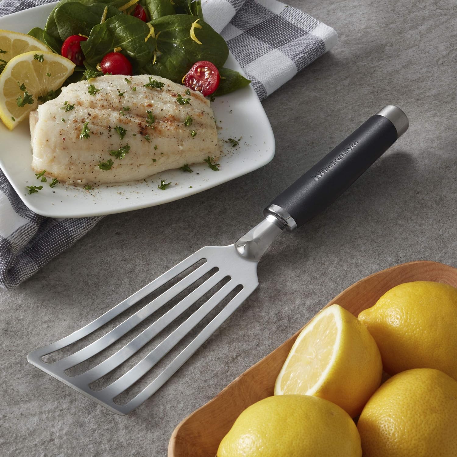 KitchenAid KO024OHOBA Gourmet Stainless Steel Flex Turner,Black (Pack of 12)