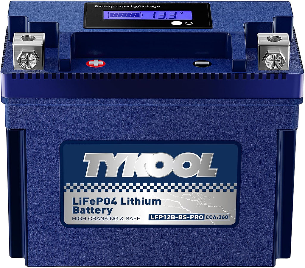 TYKOOL LFP12B-BS-PRO Lithium Battery, Replaces YT12B-BS YT12B-4, 360CCA 6Ah Fits for Motorcycle Scooter ATV, Compatible with Ducati Superbike Monster Multistrada Yamaha R1 FZ6 Kawasaki ZX10R, [+ -]