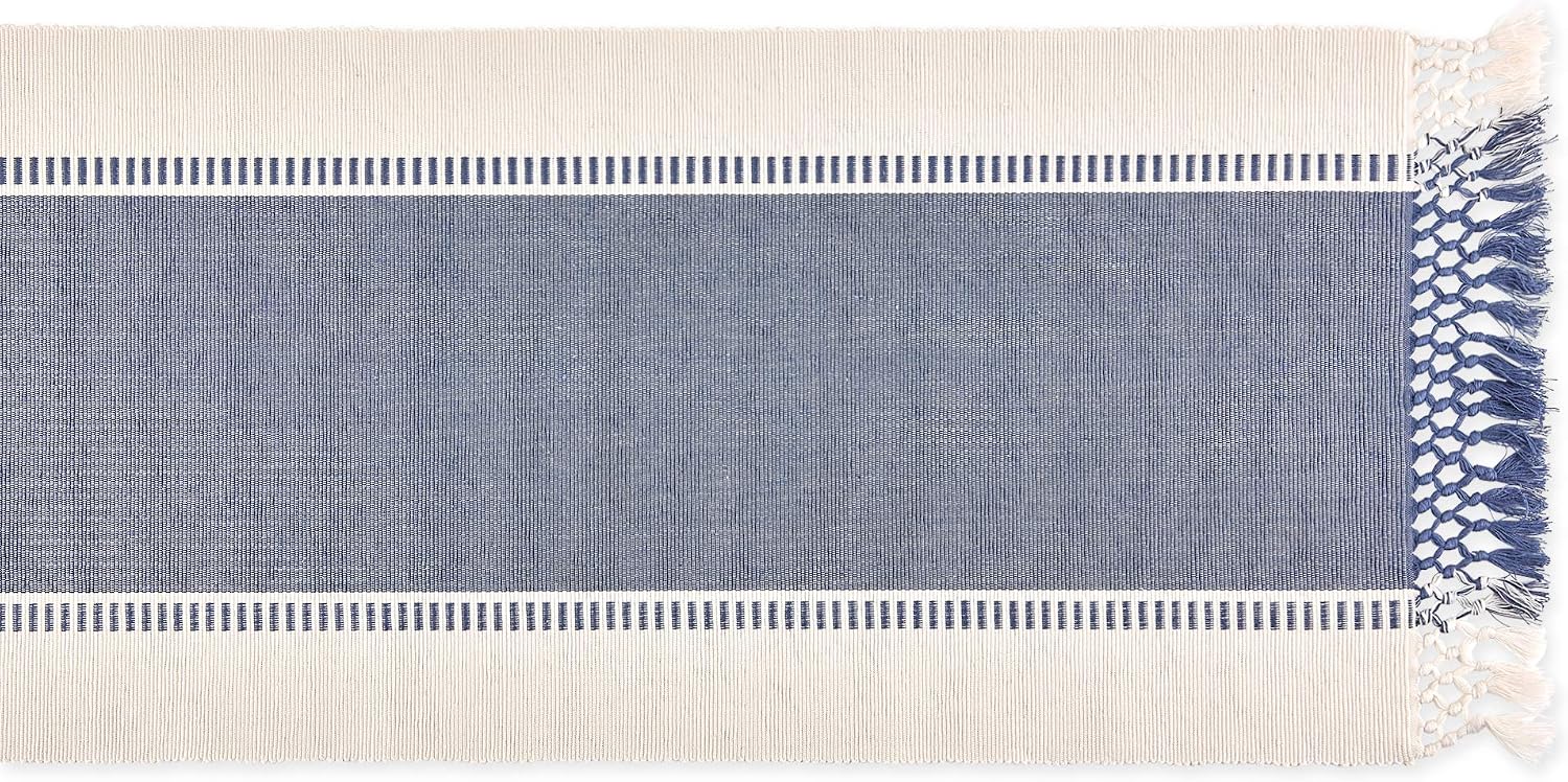 DII Dobby Stripe Woven Table Runner, 13x72-inch, French Blue (Pack of 12)