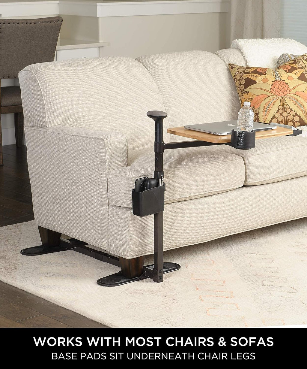 Signature Life Independence Tray Table, Bamboo Swivel TV-Tray, Adjustable Laptop-Table with Ergonomic Stand Assist Safety Handle, Independent Living Aid