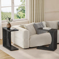 LITTLE TREE C-Shape End Table for Sofa & Bedroom - Small Side Table for Living Room, Over Couch Tray Stand for Laptop, Snacks, Books, Black, 2 Pack