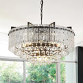 29.2' 16-Light Modern Glass Chandelier Light Fixtures Large Black 4-Tier Crystal Beads Chandeliers for Dining Room Round Hanging Ceiling Pendant Lighting for Bedroom Entryway Foyer Stairway