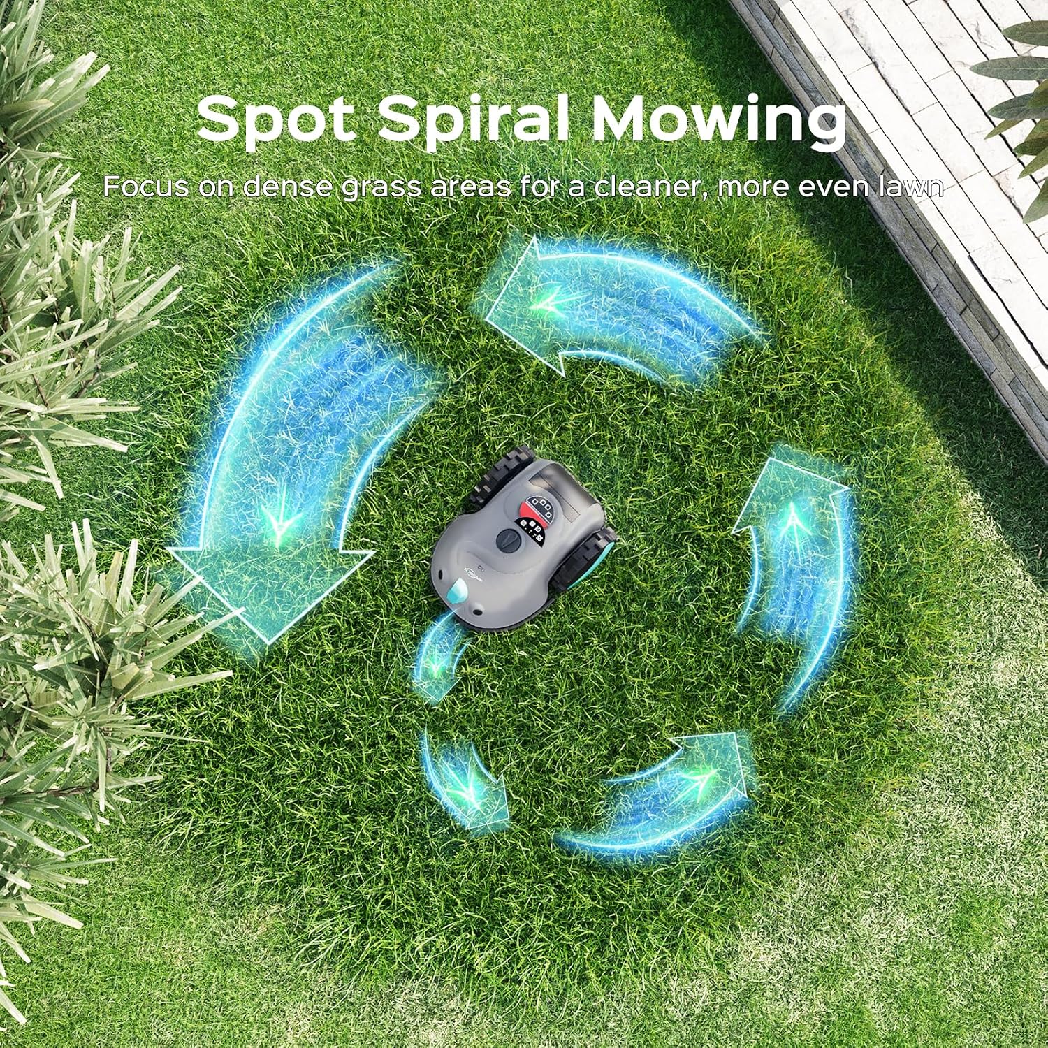 YARDCARE V100 Robot Lawn Mower with HD Vision Navigation, Smart Obstacle Detection, Collision Sensors, Adjustable Cutting Height, Low-Noise Operation—Perfect for Small Lawns up to 1,600 sq ft.