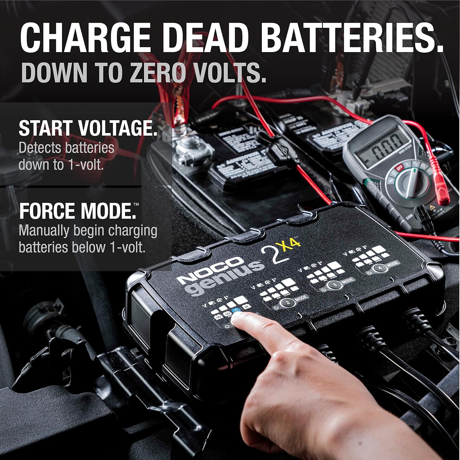 NOCO GENIUS2X4: 8A 4-Bank Smart Battery Charger (2A/Bank) - 6V/12V Automatic Maintainer, Trickle Charger & Desulfator with Overcharge Protection & Temperature Compensation – for Lead-Acid & Lithium