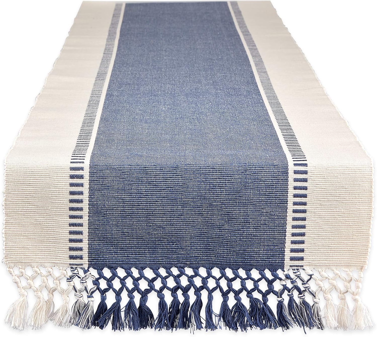 DII Dobby Stripe Woven Table Runner, 13x72-inch, French Blue (Pack of 12)