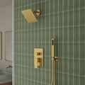 6' High-Pressure Shower System with Handheld Spray, Wall Mount Bathroom Shower Faucet Set with Valve (Brushed Gold)