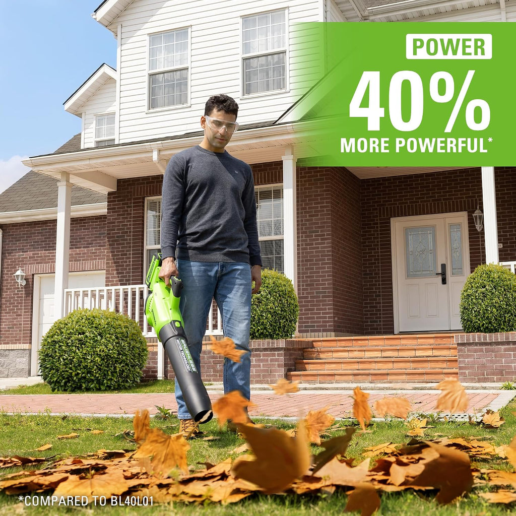 Greenworks 40V (160 MPH / 700 CFM) Cordless Brushless Axial Leaf Blower, 8.0Ah Battery and Charger Included
