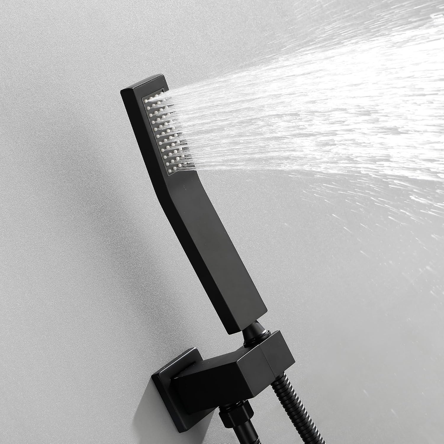 WELLFOR 12' Ceiling Mount Matte Black Shower System with 2-way Diverter, Built-In Shower Faucet System, Shower Faucet Kit, Ceiling Rainfall Shower Head Faucet Trim Kits with Rough-in Valve and Trim
