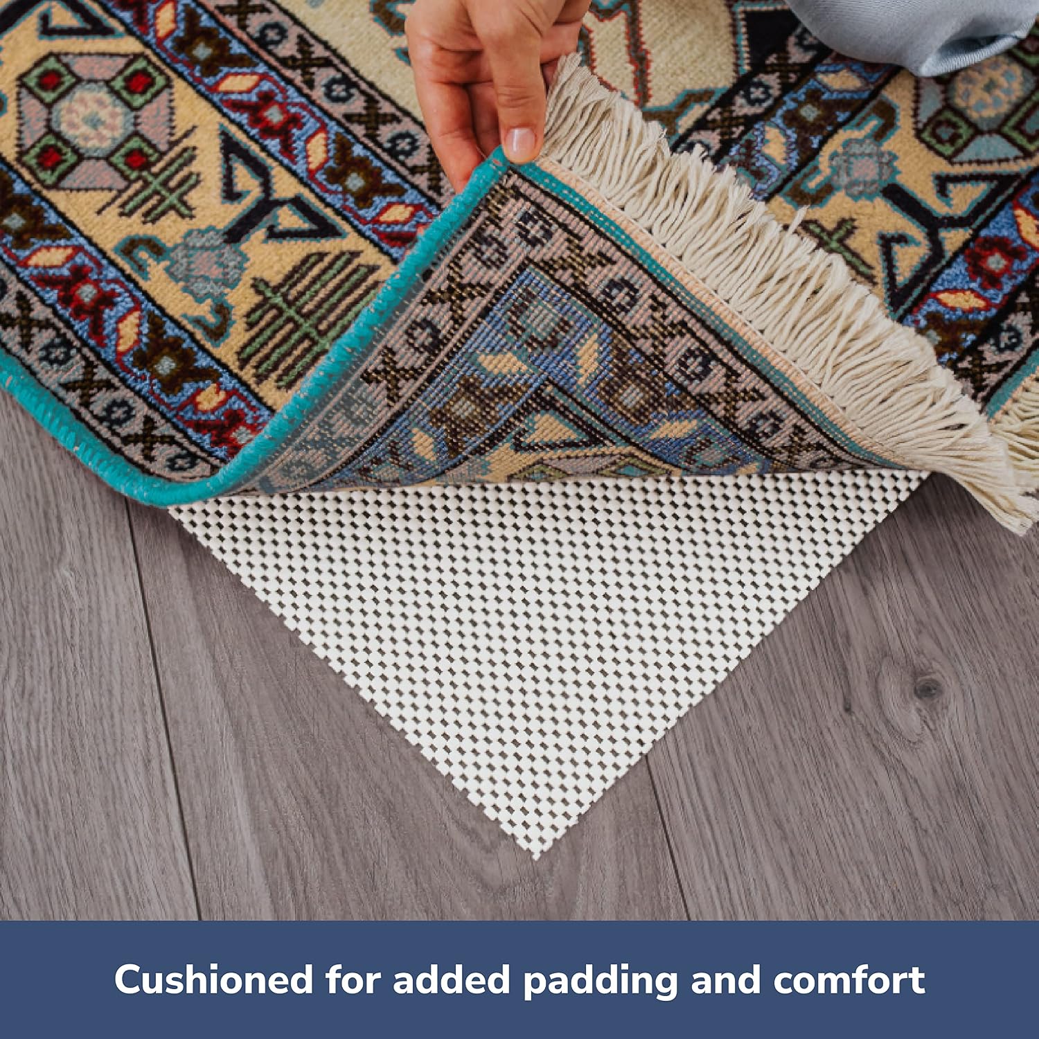 Slip-Stop Super Grip, 12' x 18', Cushioned Non-Slip Rug Pad for Area Rugs and Runner Rugs, Rug Pad for Hardwood Floors