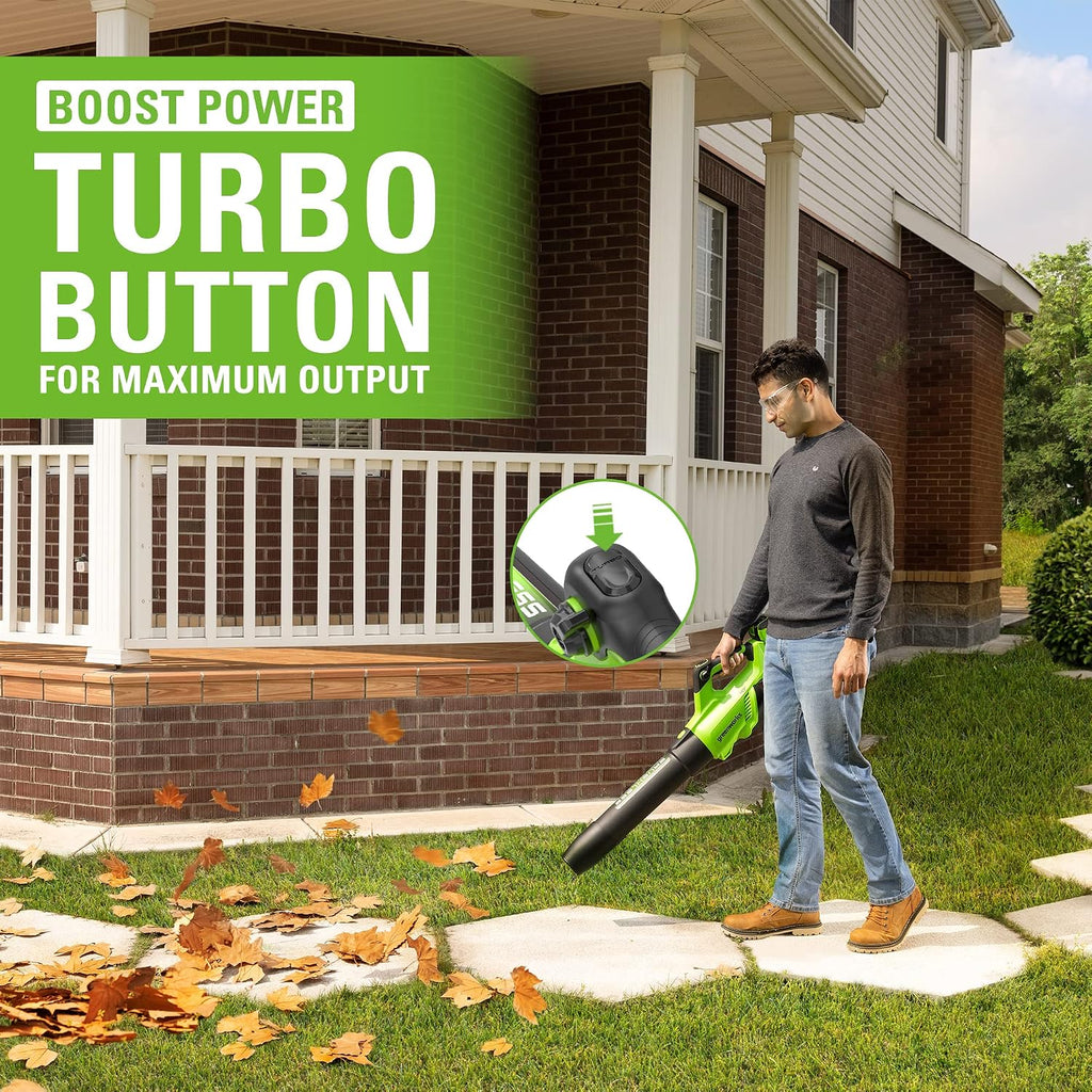 Greenworks 40V (160 MPH / 700 CFM) Cordless Brushless Axial Leaf Blower, 8.0Ah Battery and Charger Included