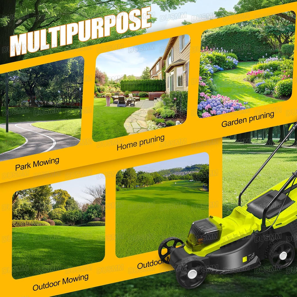 Cordless Push Lawn Mower,with 45L Grass Box, 40V Battery Powered Grass Cutting Machine, 3 Adjustable Cutting Heights, 4000mAh Dual Battery,for Lawns & Garden,Green