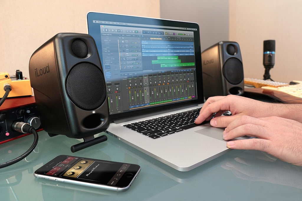 IK Multimedia iLoud Micro Monitor 50 watt Portable Wireless Bluetooth Studio Reference Monitors, Dual Speakers for Music Production, Mixing, Mastering, Composing, producing and DJs