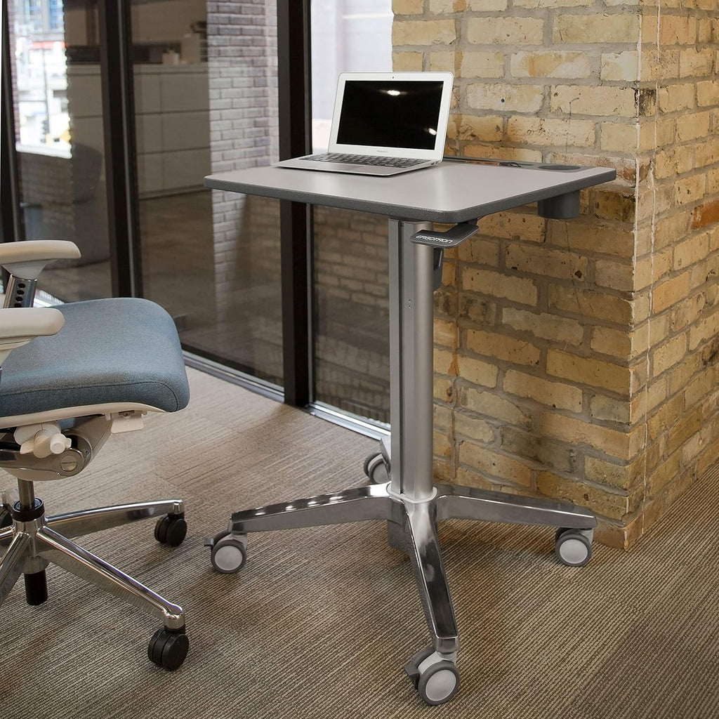 Ergotron – LearnFit Mobile Standing Desk, Adjustable Height Small Rolling Laptop Computer Sit Stand Desk with Wheels for Classroom, Office, Medical or Home Use – Adjusts from 33 to 49 Inches – Grey