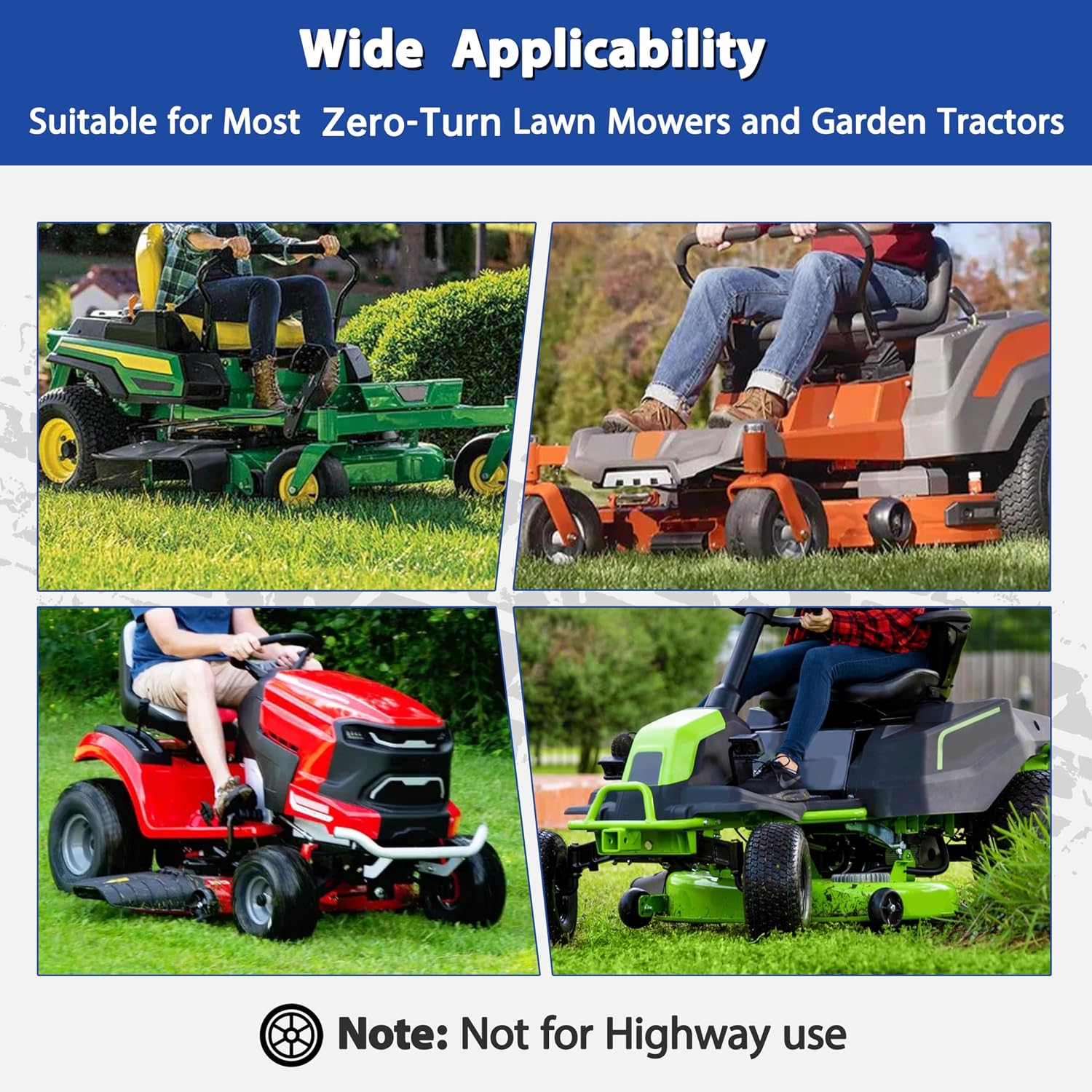 2 Pcs 13x6.50-6 Flat Free Lawn Mower Tire and Wheel, with 3/4' Bearings & Extra 1/2' & 5/8' Sleeves, 5.5'-7.88' Centered Hub, 13x6.5-6 Solid Smooth Front Tire for Zero Turn Lawn Mowers, 500lbs Load
