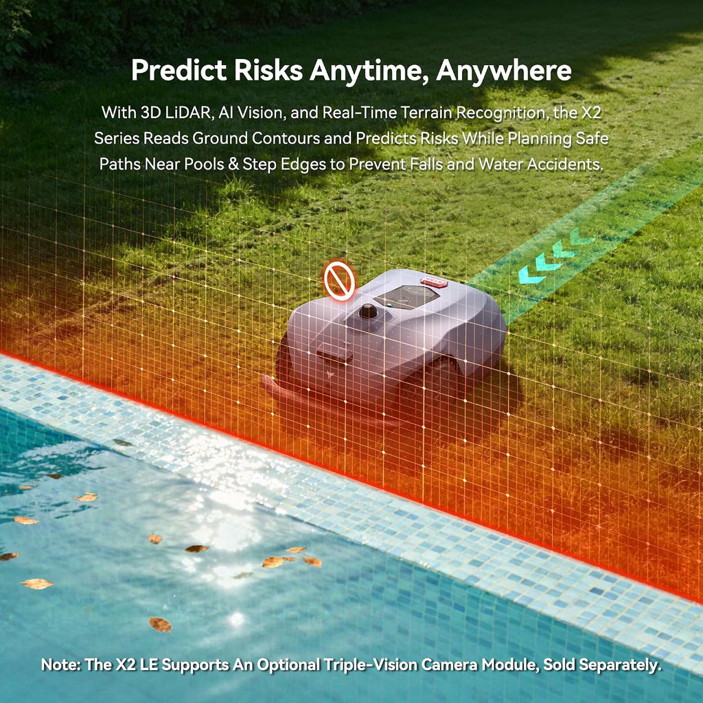 Neomow X2 LE 360° 3D LiDAR Robot Lawn Mower, Wire Free for 0.37 Acre, No RTK Antenna, 4G App Control, GPS Anti-Theft, 13Ah, IPX6, Support Upgrade AI Bionic Triple Vision Module for Auto-Mapping