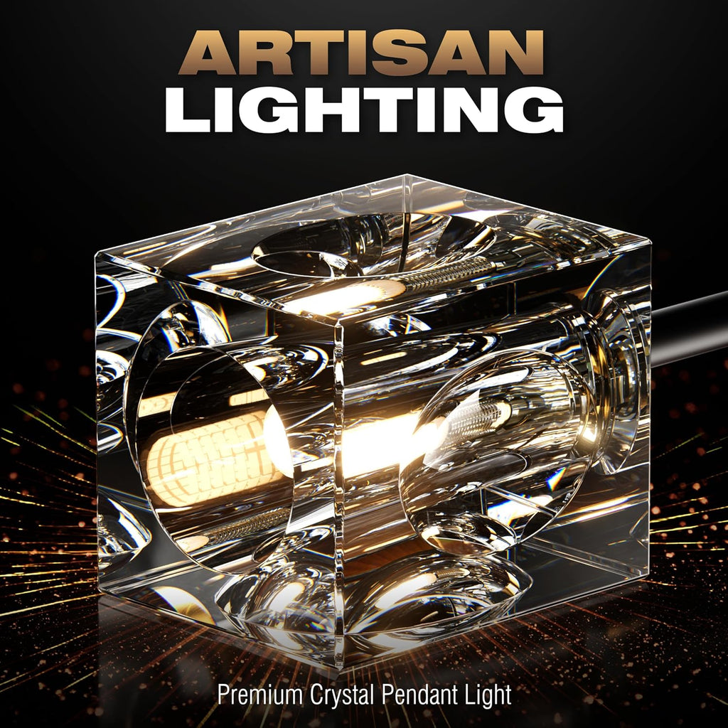 8-Light Semi Flush Mount Ceiling Light, Black and Gold Ceiling Fixture, Farmhouse Dining Room Light Fixture with K9 Crystal Shade, Modern Chandelier for Living Room,Bedroom,Entryway