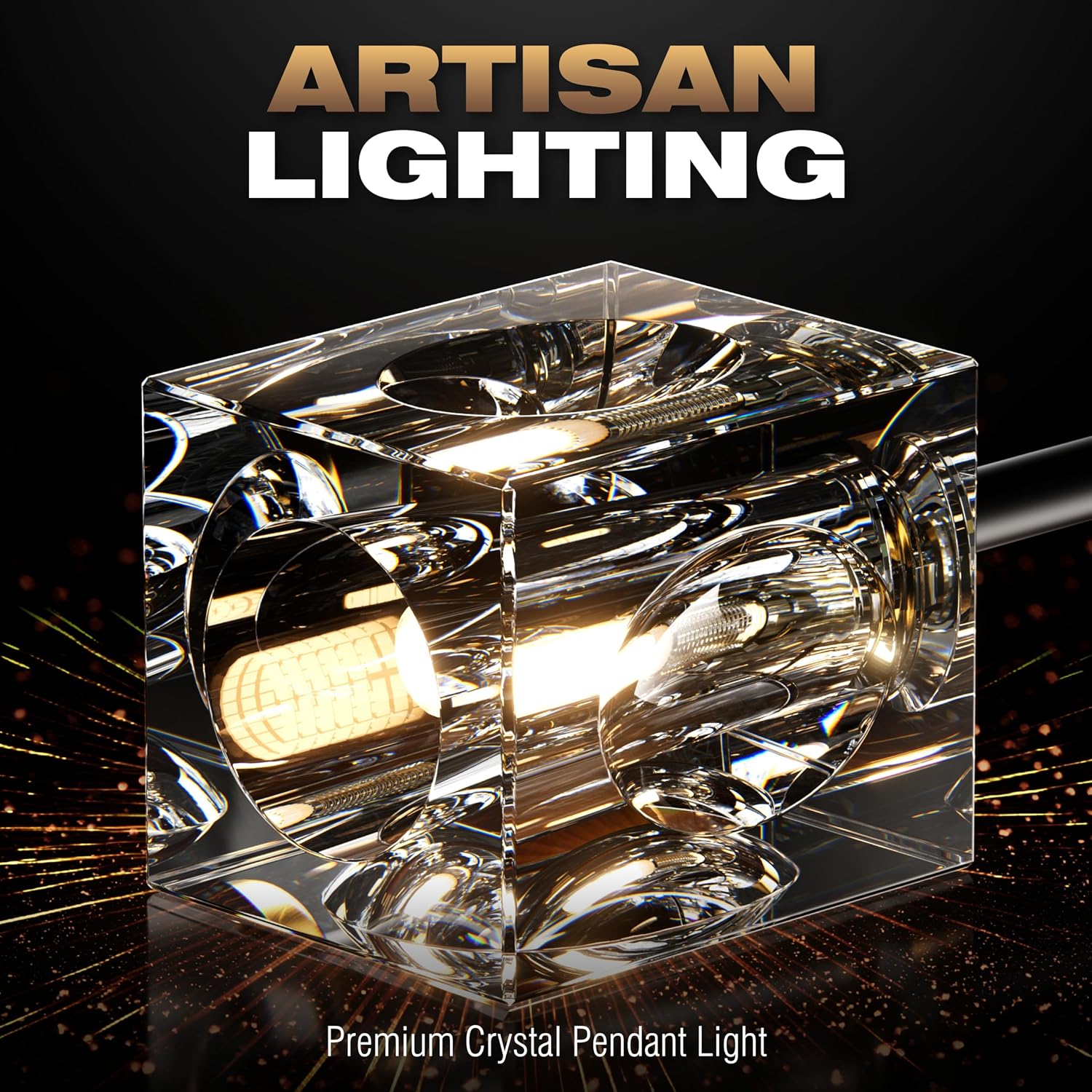 8-Light Semi Flush Mount Ceiling Light, Black and Gold Ceiling Fixture, Farmhouse Dining Room Light Fixture with K9 Crystal Shade, Modern Chandelier for Living Room,Bedroom,Entryway