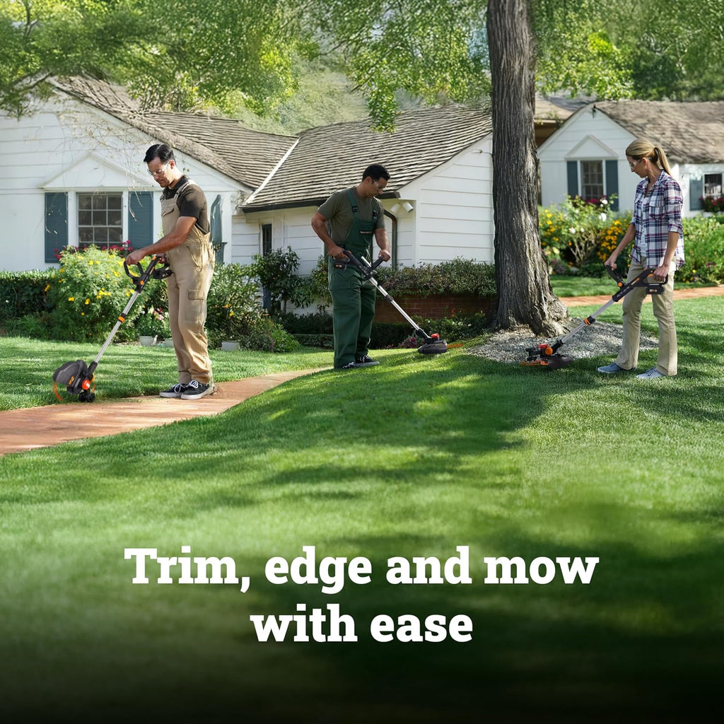 WORX 3 in 1 Cordless String Trimmer/Lawn Edger/Mini Mower, 13' Electric Weed Wacker with Command Feed, 20V Weed Eater with Brushless Motor, 4.0 Ah Battery & Charger Included, WG173
