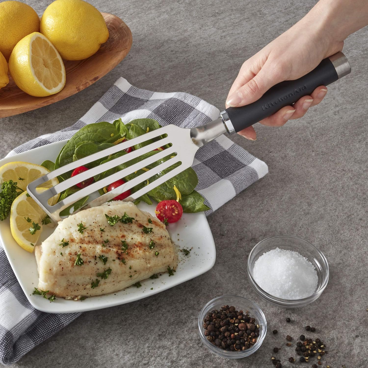 KitchenAid KO024OHOBA Gourmet Stainless Steel Flex Turner,Black (Pack of 12)