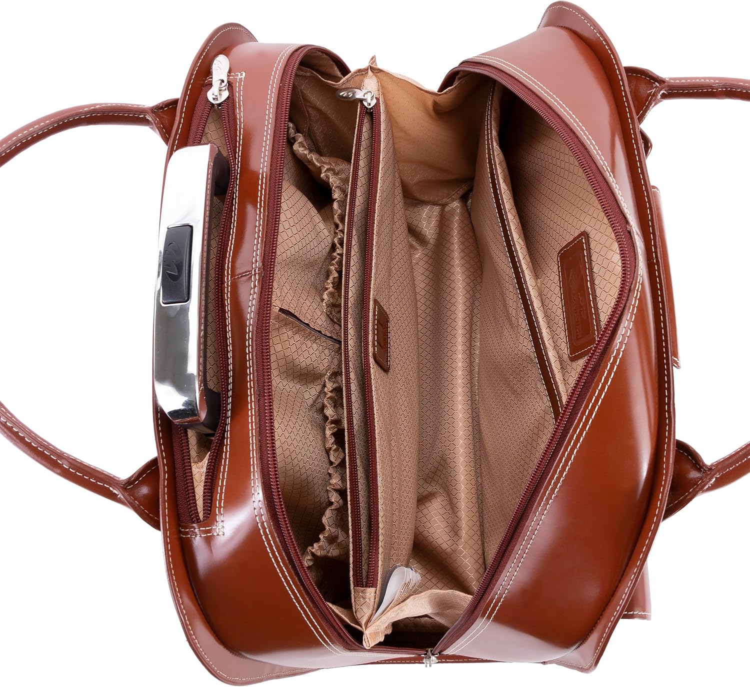 McKlein EDGEBROOK, Top Grain Cowhide Leather, 15' Leather Vertical Wheeled Ladies' Laptop/Computer & Tablet Business Briefcase Bag/Women's Rolling Overnight Travel Bag, Removable trolley case