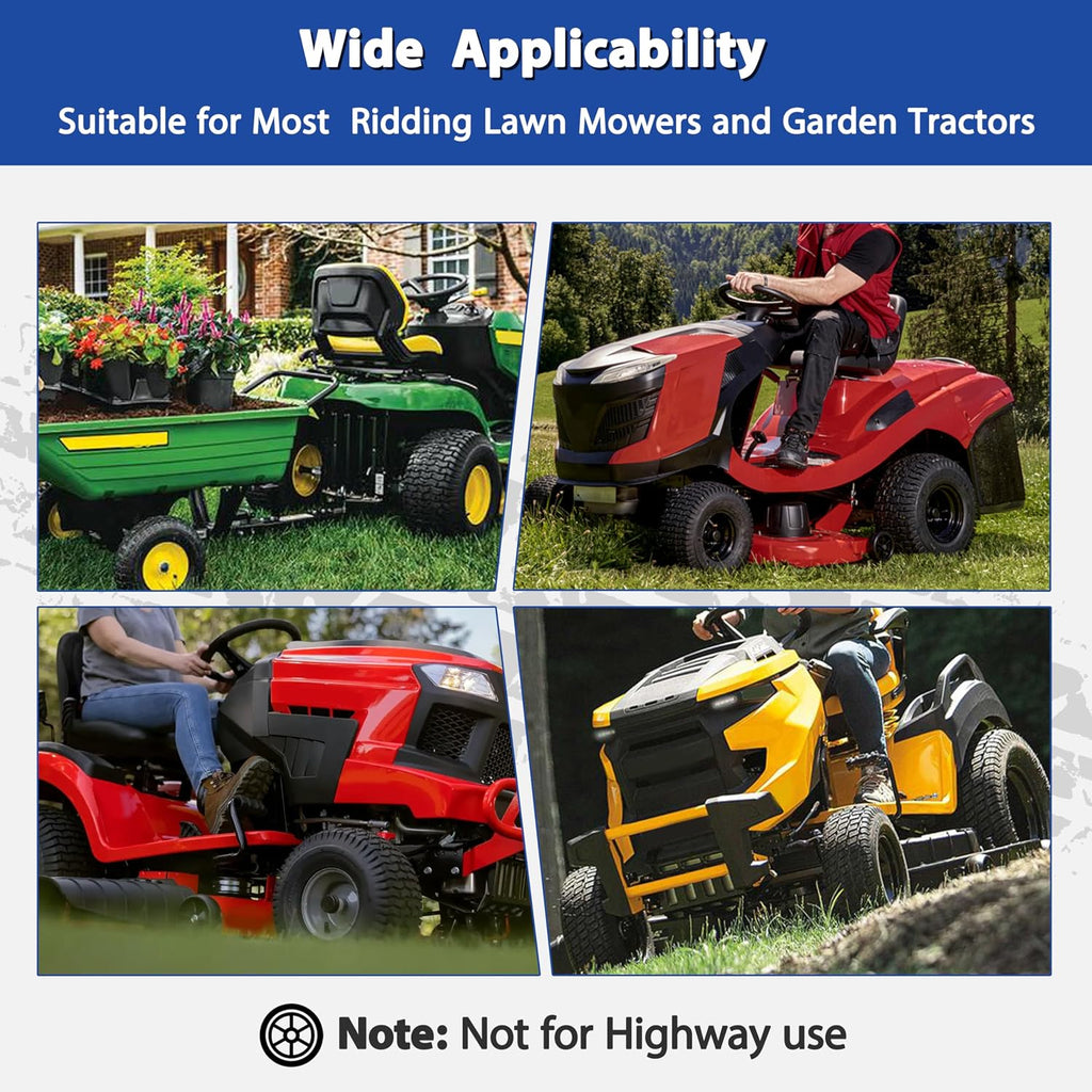 2 Pcs 16x6.50-8 Tubeless Lawn Mower Tire and Wheel, 16x6.5-8 Air-Filled Replacement Tires for Riding Mowers and Lawn Tractors, with 3/4' Bearings & Extra 1' Bushings, 3'-5' Offset Hub, Yellow Rim