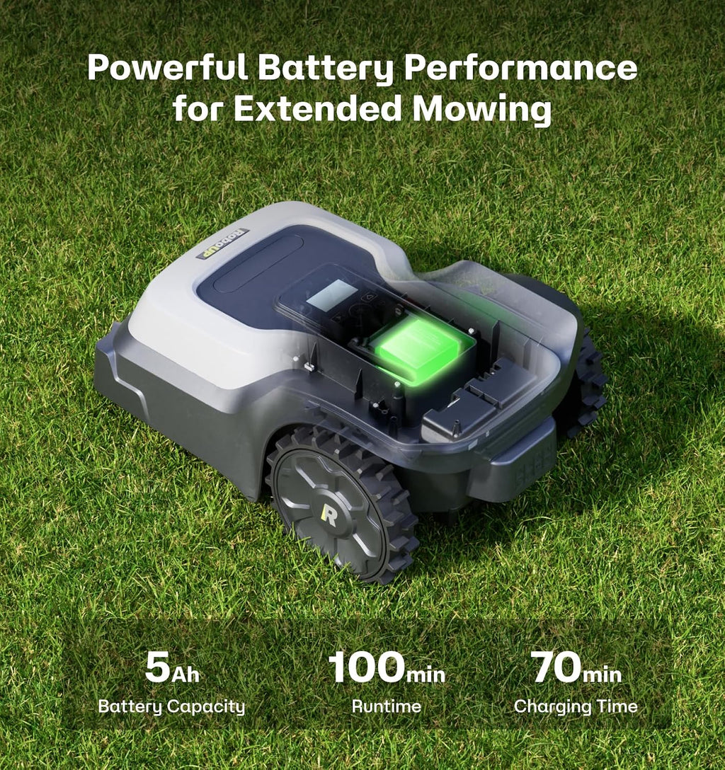 T1200Pro Robot Lawn Mower Wire-Free with Garage, Automatic Lawn Mower for 0.35 Acre, 45% Slopes, Cutting Height 3-6cm, Wireless RTK+AI Powered Robot Mower