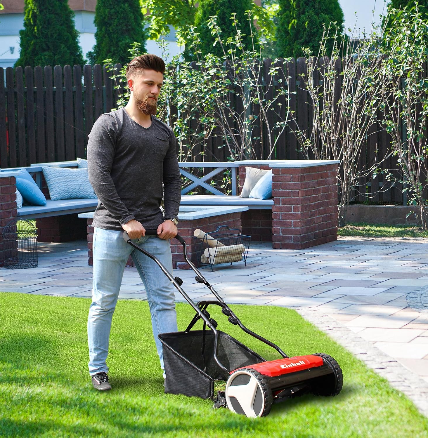 Einhell GE-HM 38 S-F Hand Push Lawn Mower,Red,38 cm