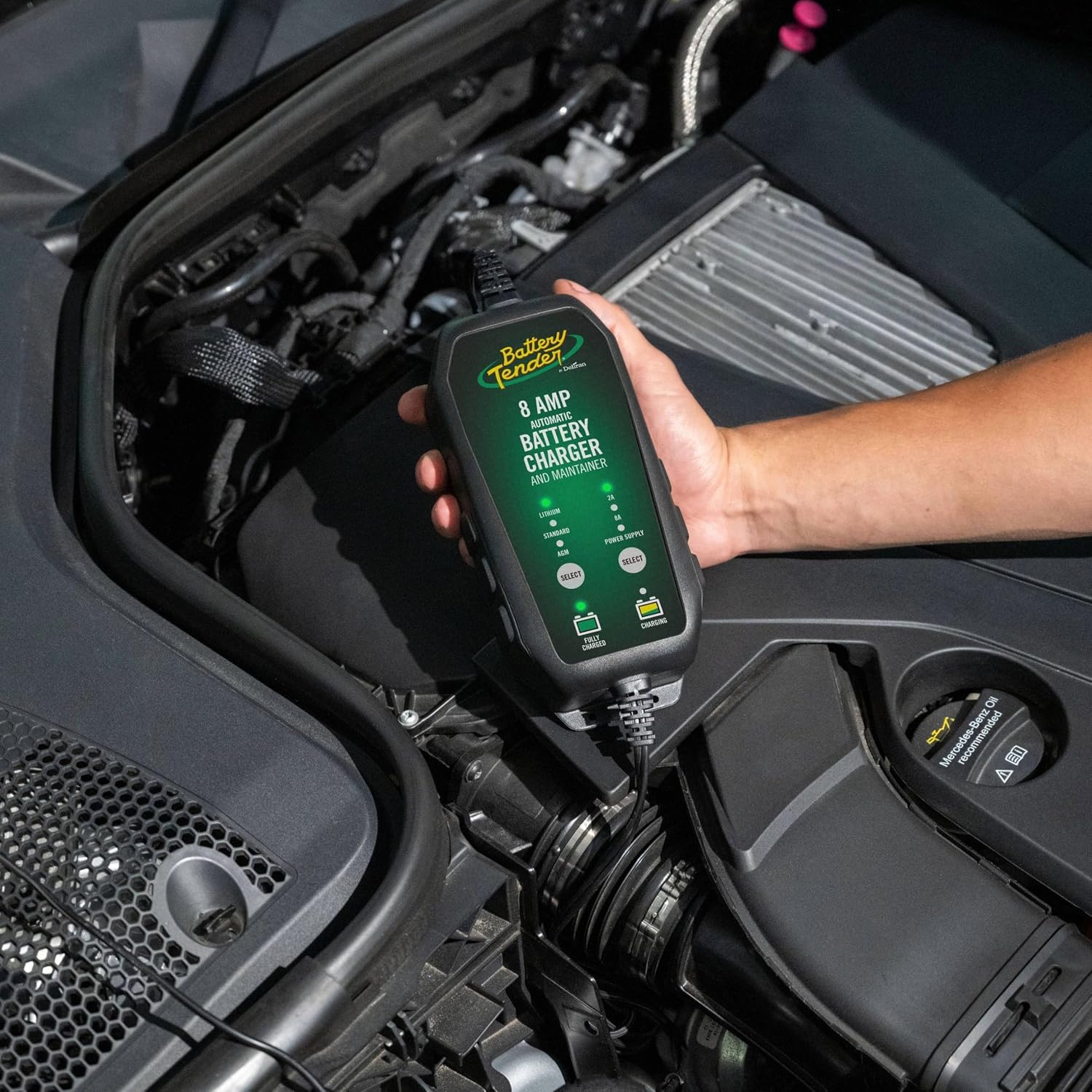 Battery Tender Power Tender 8 AMP / 2 AMP 12V Battery Charger and Maintainer – Fast Charging, Power Supply, IP65 Weather Resistant – Compatible with Lead Acid, AGM, Gel, & Lithium - 022-1005-DL-WH
