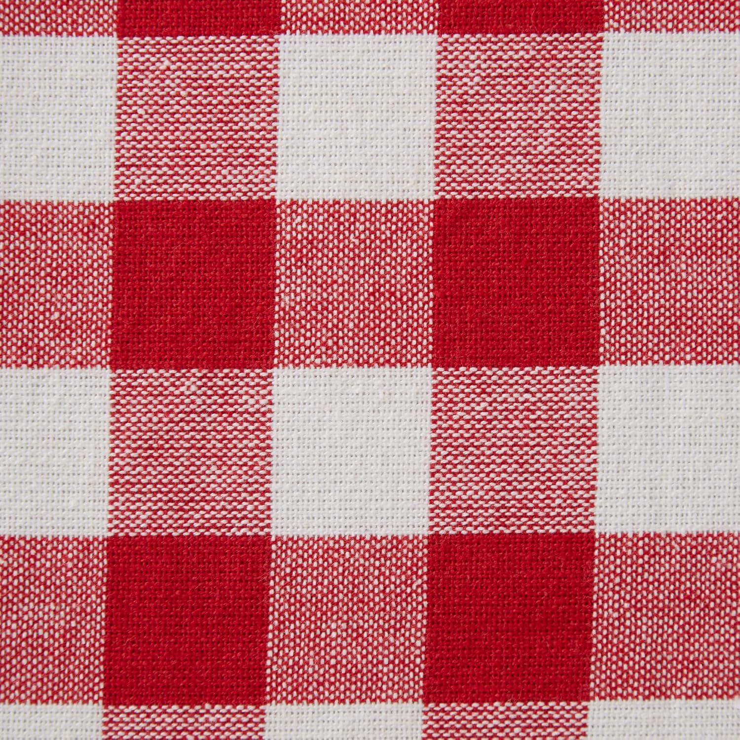 DII Checkered Tabletop Collection 100% Cotton, Machine Washable, Tablecloth, 70' Round, Red (Pack of 12)