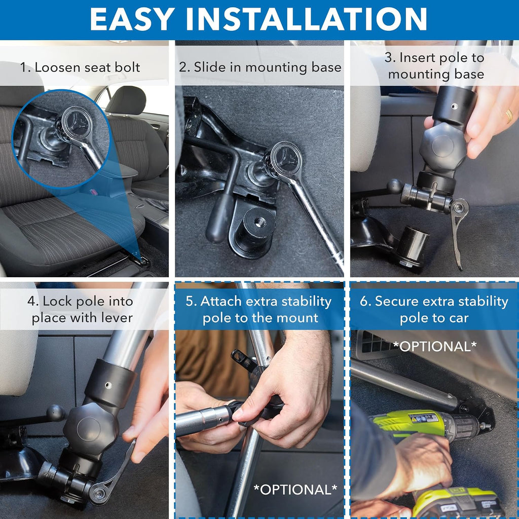 Mount-It! Car Laptop Mount, No-Drill Passenger Seat Vehicle Stand for Up to 17″ Laptops & Tablets, Full Motion with Lockable Joints & USB Cooling Fan