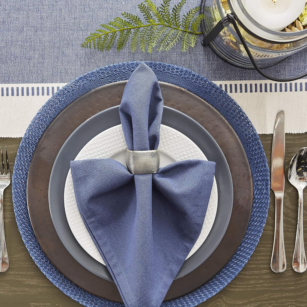DII Dobby Stripe Woven Table Runner, 13x72-inch, French Blue (Pack of 12)