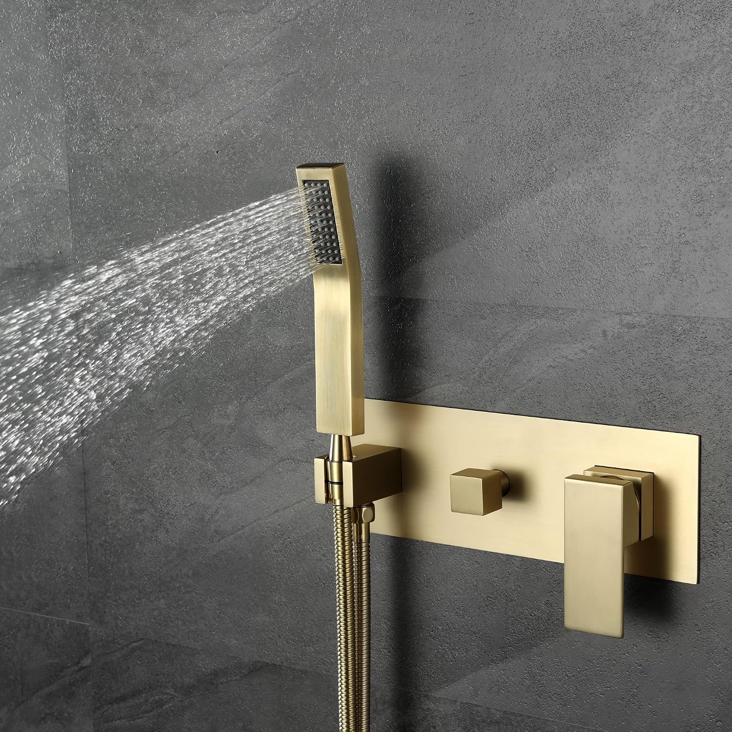 SUMERAIN Brushed Gold Rain Shower System with Handheld Shower, Pressure Balancing Shower Mixer Valve