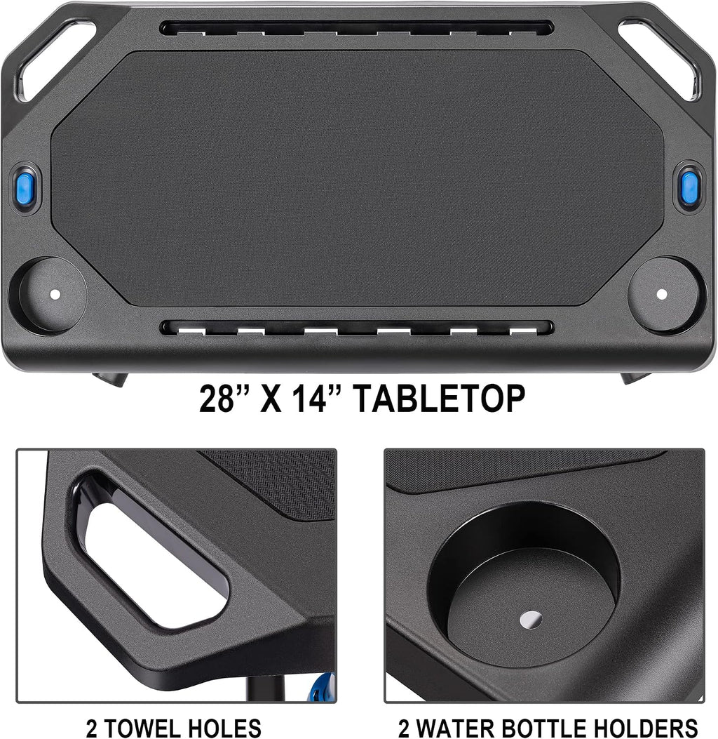CXWXC Indoor Cycling Desk - Adjustable Height Bike Deak Laptop Stand Non-Slip Surface - Portable Bike Trainer Fitness Desk with Lockable Wheels
