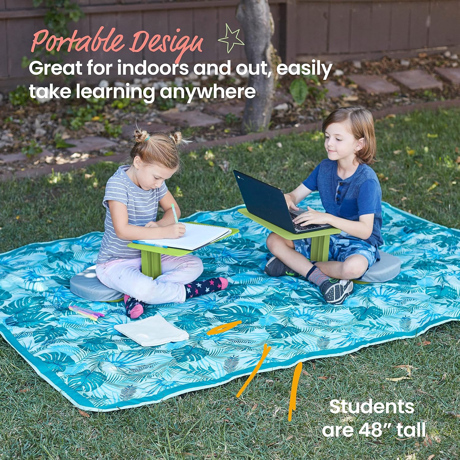 ECR4Kids The Surf Portable Activity Lap Desk, Classroom Essentials, Grassy Green, 10-Pack