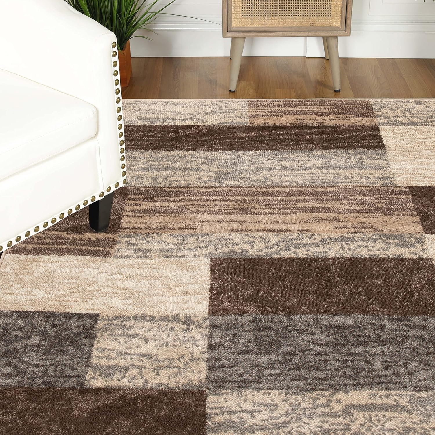 SUPERIOR Rockwood Modern Geometric Indoor Area Rug, 8'x8', Slate | Easy Care Jute Backed Rugs for Bedroom, Office, Living Room, Hardwood Floors Carpet for High Traffic Entryway, Dinning Room