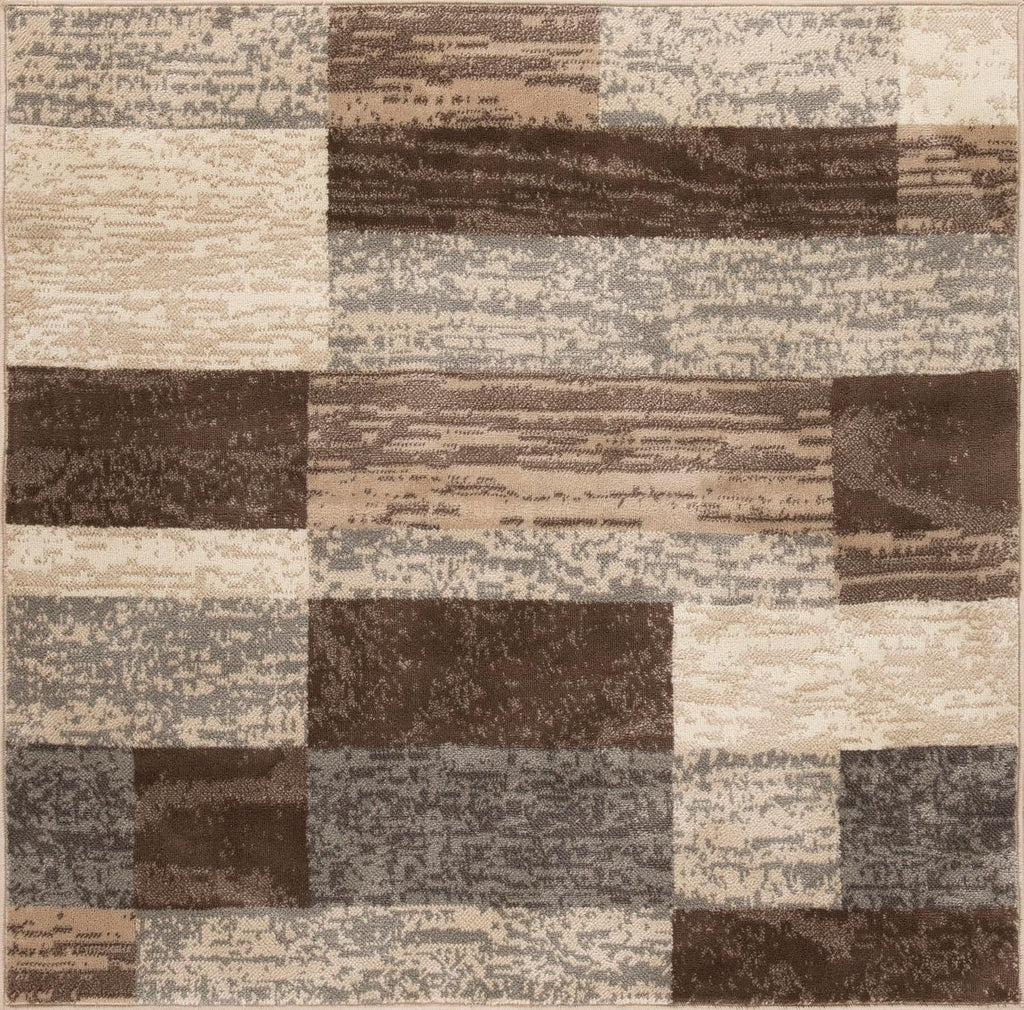 SUPERIOR Rockwood Modern Geometric Indoor Area Rug, 8'x8', Slate | Easy Care Jute Backed Rugs for Bedroom, Office, Living Room, Hardwood Floors Carpet for High Traffic Entryway, Dinning Room