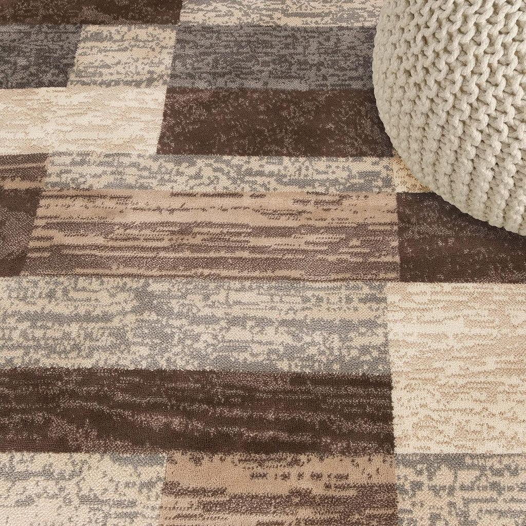SUPERIOR Rockwood Modern Geometric Indoor Area Rug, 8'x8', Slate | Easy Care Jute Backed Rugs for Bedroom, Office, Living Room, Hardwood Floors Carpet for High Traffic Entryway, Dinning Room